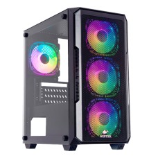 Корпус Wintek LC Knight 1907-B TG, Micro ATX, USB 1*3.0/2*2.0, HD+Mic, 0,45mm, 4*12cm RGB, чёрный