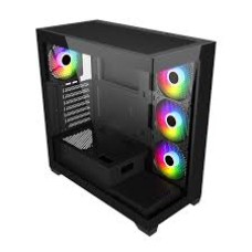 Компьютерный корпус FSP M340, Без БП, 2xUSB3.0, Type-C, 4xFAN120 ARGB, 2xGlass, Black, ATX