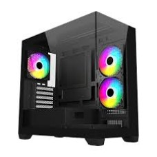 Компьютерный корпус FSP S340, Без БП, 2xUSB3.0, 3xFAN120 ARGB, 2xGlass, Black, ATX