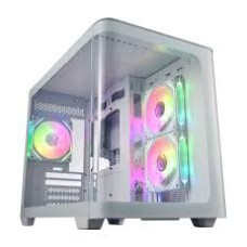 Компьютерный корпус FSP S380, Без БП, 2xUSB3.0, Type-C, 3xFAN120 ARGB, Curved Glass, White, M-ATX