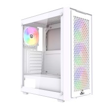Корпус Wintek Moon PS195-5-W TG, ATX/Micro ATX, USB 1*3.0/2*2.0, 0,45mm, 4*12cm RGB fan, White