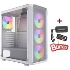 Корпус Wintek Tornado Pro PS195-W-M TG, ATX, USB 1*3.0/2*2.0, HD+Mic, 0,5mm, 4*12cm ARGB, White