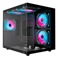 Корпус Wintek Aquarium H101-B TG, mATX, USB 1*3.0/1*2.0, 5*12cm ARGB PWM (контр. + пульт д/у), чёрный