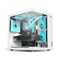Корпус Wintek Cube Pro V909-W TG, ATX, USB 1*3.0/2*2.0, 5*12cm ARGB PWM (контр. + пульт д/у), белый