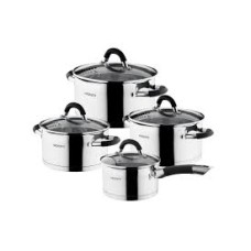 Набор посуды Ardesto Gemini Monza со сливом, 8 пред., ручки с серым силиконом, нержавеющая сталь, Ар