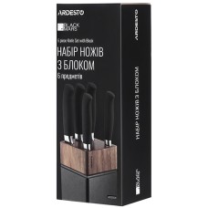 Набор ножей Ardesto Black Mars 6 пр., нержавеющая сталь, деревяный блок AR2020SW