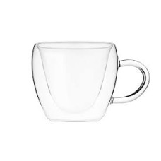 Набор чашек Ardesto с ручками с двойными стенками, 300 мл, H 9,5 см, 2 шт, боросиликатное стекло
