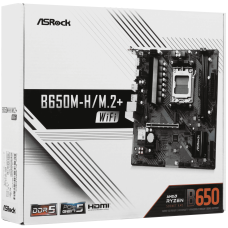 Материнская плата, ASRock, B650M-H/M.2+ WIFI (4710483949913), AM5, B650, 2xDDR5 6400+(OC), 4xSATA3, 2xM.2 (PCI-E 4.0x4), 1xHDMI, 1xDP, 1xPCI-Ex16, 2xPCI-Ex1, WiFi, mATX