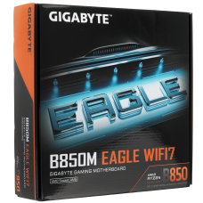Материнская плата, Gigabyte, B850M EAGLE WIFI7 (4719331879648), AM5, B850, 4xDDR5 5600/5800/6000/6200/6400/8200(OC), 4xSATA3, 2xM.2 (1*PCIe 5.0 x4/x2, 1*PCIe 4.0 x4/x2), RAID, 1xHDMI, 2хDP, 2xPCI-Ex16, WiFi, mATX
