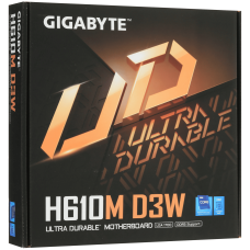 Материнская плата, Gigabyte, H610M D3W (4719331877804), LGA1700, iH610, 2xDDR5 , 4xSATA3, 1xM.2 (PCI-E 3.0x4/x2), 1xD-Sub, 1xHDMI, 2xDP, 1xPCI-Ex16, 1xPCI-Ex1, mATX