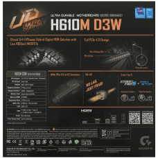 Материнская плата, Gigabyte, H610M D3W (4719331877804), LGA1700, iH610, 2xDDR5 , 4xSATA3, 1xM.2 (PCI-E 3.0x4/x2), 1xD-Sub, 1xHDMI, 2xDP, 1xPCI-Ex16, 1xPCI-Ex1, mATX