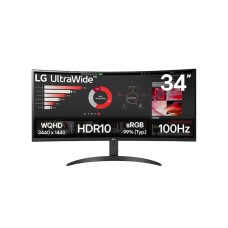 Монитор, LG, 34WR50QK-B Black, 34", 3440x1440, VA, 100Гц, HDMI, DP, 300кд/м2, 3000:1, 16.7М, 5мс, 178/178, 21:9, Чёрный