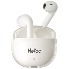 Наушники беспроводные Netac LK85, BT5.3, 3.6g, 6/28h, 0.4Ah, d13mm, шумоподавление ENC, White