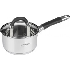 Ковш Ardesto Gemini Salerno, стеклянная крышка, 1.6 л, серые ручки с силиконом, нержавеющая сталь AR1918SS