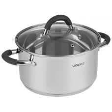 Кастрюля Ardesto Gemini Salerno, стеклянная крышка, 3.6 л, серые ручки с силиконом,нержавеющая сталь AR1936CS