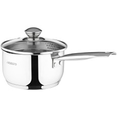 Ковш Ardesto Gemini Lecco с носиком для слива, стекл. крышка, 1,8 л, нержавеющая сталь AR2818SS