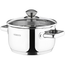 Кастрюля Ardesto Gemini Lecco с носиком для слива, стекл. крышка , 2.5 л, нержавеющая сталь AR2825CS