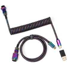 Кабель Type-A/Type-C Keychron Premium Coiled Aviator Cable-Straight Rainbow Palted black