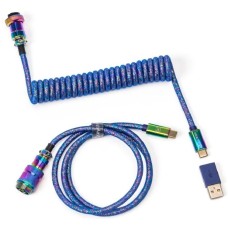 Кабель Type-A/Type-C Keychron Premium Coiled Aviator Cable-Straight Rainbow Palted Blue