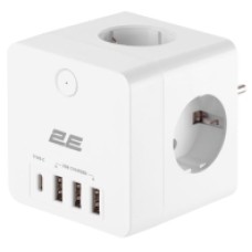 Сетевой фильтр 2E 4XSchuko 3*USB-A, 1*USB-C, white