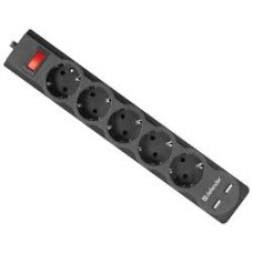 Сетевой фильтр Defender DFS 753 5 розеток, 3 м (защита от ВЧ и импульсных помех, USB зарядка 2.1А), НОВИНКА!