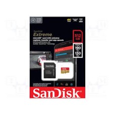 SANDISK Extreme microSDXC 512GB + SD Adapter + 1 year RescuePRO Deluxe up to 190MB/s & 130MB/s Read/Write speeds A2 C10 V30 UHS-I U3