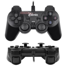 Джойстик Ritmix GP-005, Черный Joystick gamepad, 14 buttons + 2 sticks, vibro, PC, USB, 1.5m cable, black