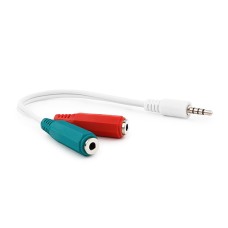 Аудиокабель Cablexpert CCA-417W, Белый Cable Audio, 3.5mm/­m - 2x3.5mm/­f, 4 pin -> stereo + mono mic, 0.2m, white