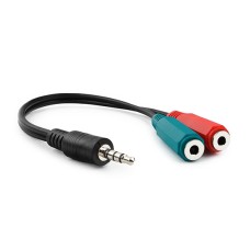 Аудиокабель Cablexpert CCA-417, Черный Cable Audio, 3.5mm/­m - 2x3.5mm/­f, 4 pin -> stereo + mono mic, 0.2m, black