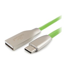 Кабель USB, Cablexpert CC-G-USBC01Gn-1M, 1.0м Cable Type A - Type C, USB 2.0, green