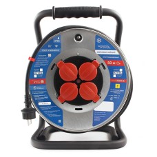 Удлинитель 250V Power Cube Куб PC44803, 50м, Черный катушка, 4 розетки, морозостойкий, 16A/­3.5кВт