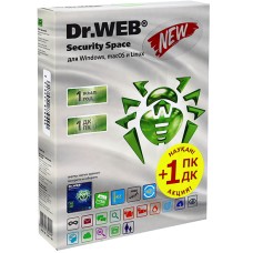 Антивирус Dr.Web Security Space, подписка на 1 год, на 1 ПК (акция + 1 ПК), box