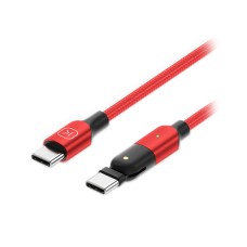 Кабель USB, Kuulaa KL-O134, 1.2м, Красный Cable Type С - Type C, 3A/­60W, поворотный, red