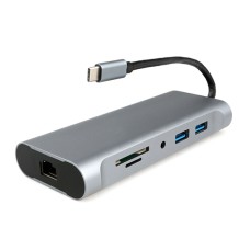 Концентратор USB Type-C, Cablexpert  A-CM-COMBO7-01 Hub 3 port HDMI/­VGA/­RJ45/­JACK 3.5/­SD/­microSD