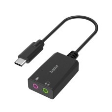 Переходник Audio, Hama, 00200320 Adapter USB Type C- 3.5 jack in 3.5 jack out, black