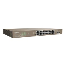 Сетевой коммутатор Tenda TEG1126P-24-410W Switch 24+2 port 10/­100/­1000M 24xPoE GE, 2xSFP, PoE 370W, rack