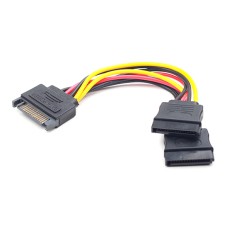 Кабель Sata 15pin(M) /­ 2x15pin(F), Cablexpert CC-SATAM2F-20CM Cable converter for power supply