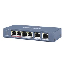 Сетевой коммутатор Hikvision DS-3E0106HP-E Switch 4 port 10/­100M 2xHi PoE, 3xPoE, 2xRJ45, PoE 60W, desktop