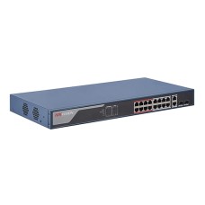 Сетевой коммутатор Hikvision DS-3E0318P-E(C) Switch 16+2 port 10/­100M 16xPoE, 2xRJ45 GE Uplink, 2xSFP, rack