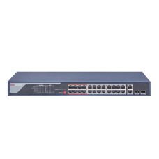 Сетевой коммутатор Hikvision DS-3E0326P-E(C) Switch 24 port 10/­100M 24xPoE, 2xRJ45 GE Uplink, 2xSFP Uplink, PoE 370W