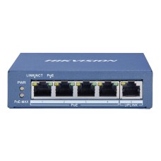Сетевой коммутатор Hikvision DS-3E0505P-E Switch 4 port 10/­100M 4xGE PoE, 1xGE Uplink, PoE 35W, desktop