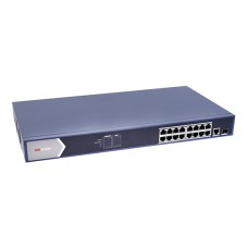 Сетевой коммутатор Hikvision DS-3E0518P-E Switch 16 port 10/­100/­1000M 16xGE PoE, 1xRJ45 GE Uplink, 1xSFP, PoE 230W