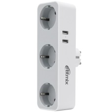 Сетевой фильтр + зарядка Ritmix RM-032, Белый 3 розетки, 16A, 2 USB, white