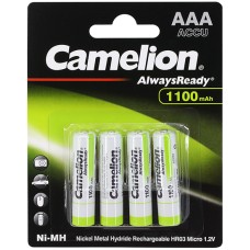 Аккумуляторы Camelion AAA AlwaysReady NiMH, 1100mAh/­1.2V, комплект - 4 штуки