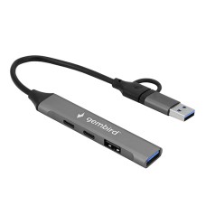 Концентратор USB Gembird UHB-C444 Hub 4 port, USB 3.0  2.0, 2хType-C, 1хUSB 3.0, 1хUSB 2.0, black