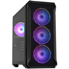 Уц. Корпус MATX mini tower APEX Tank Mini+ (закаленное стекло), black, оторвана лицевая панель, дефект корпуса Case 4*120mm ARGB fans+ARGB fan hub+remote control (без БП)