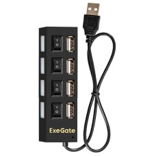 Концентратор USB ExeGate DUB-42SW Hub 4 port, USB 2.0, black