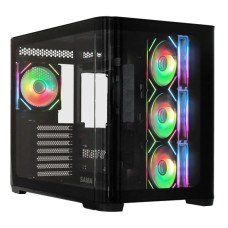 Корпус ATX midi tower SAMA, 2851A Black Case 4*120 ARGB + ARGB fan hub, (Без БП), black