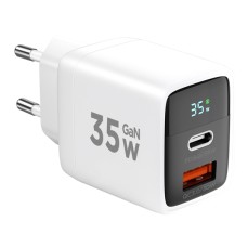 Зарядка USB 220В Cablexpert MP3A-PC-52 MP3 charger, 35Вт GaN, QC4.0/­PD3.0, 1х, 1хType-C, White