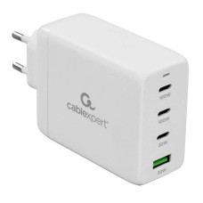 Зарядка USB 220В Cablexpert MP3A-PC-66 MP3 charger, 100BT GaN, 5A, QC5.0/­PD, 3xType-C,1x,White